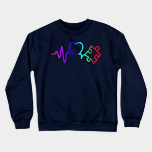 Heartbeat, Love ,Puzzle Piece for autism awareness Crewneck Sweatshirt